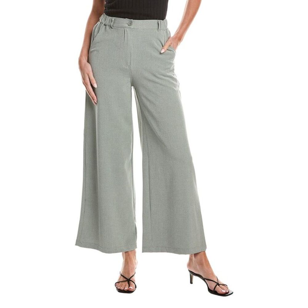 Max Studio Womens  Woven Wide Leg Pant, Green